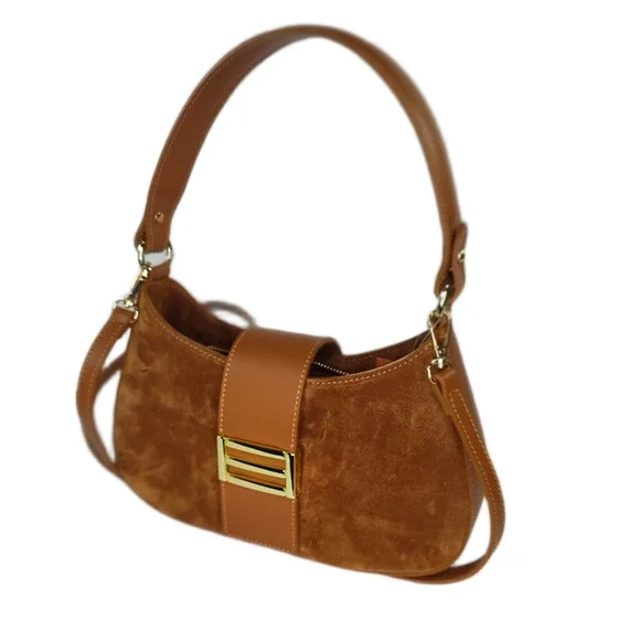 Charlie Leather Stazalina Rich Cognac/Brown Small Handbag & Crossbody - NWT - Picture 1 of 12